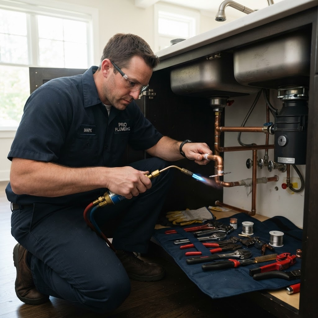 Professional plumber working on pipes in Chadron NE